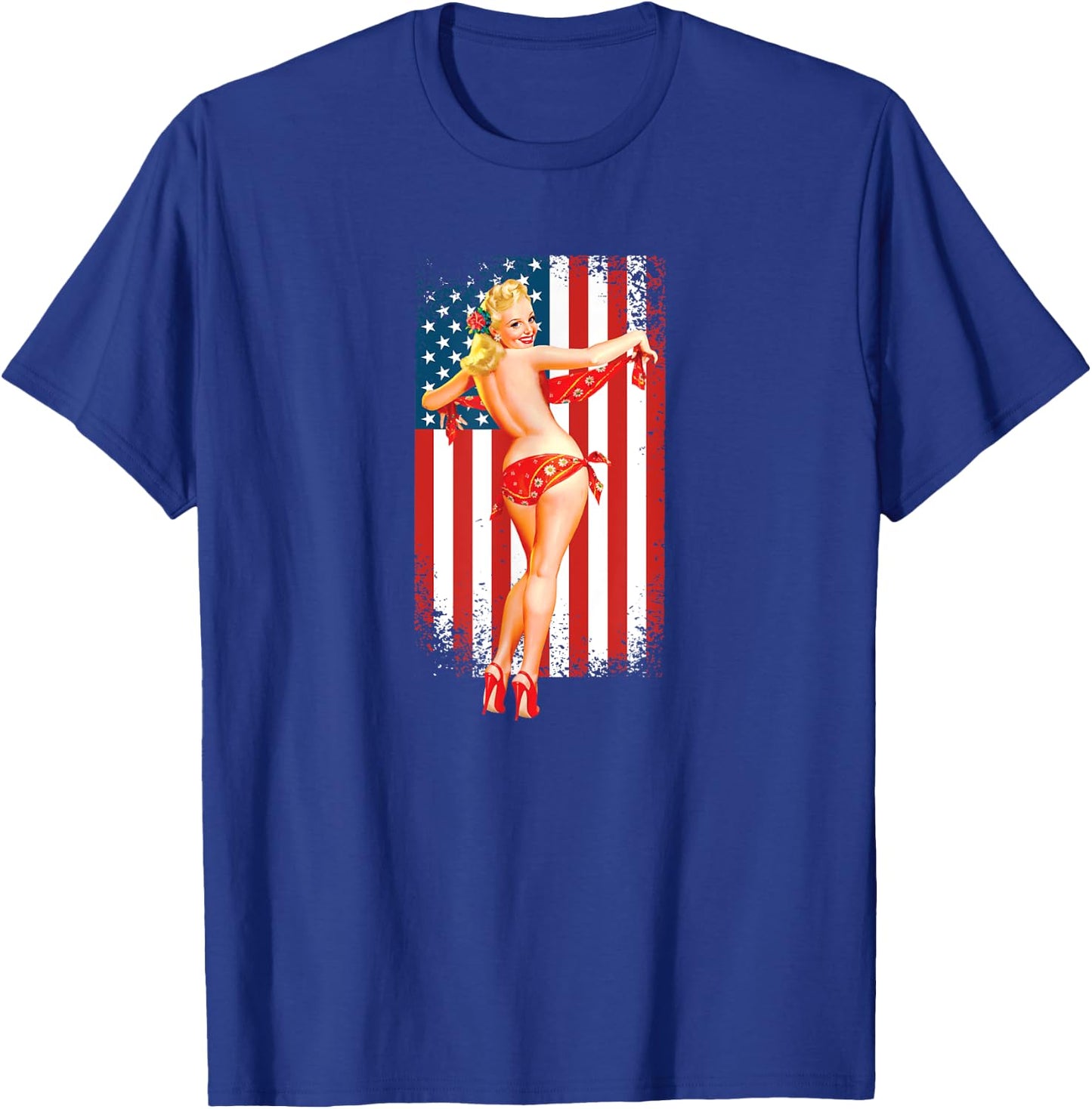 Patriotic Vintage Sexy Pinup Girl T-Shirt - T-Shirt | Royal