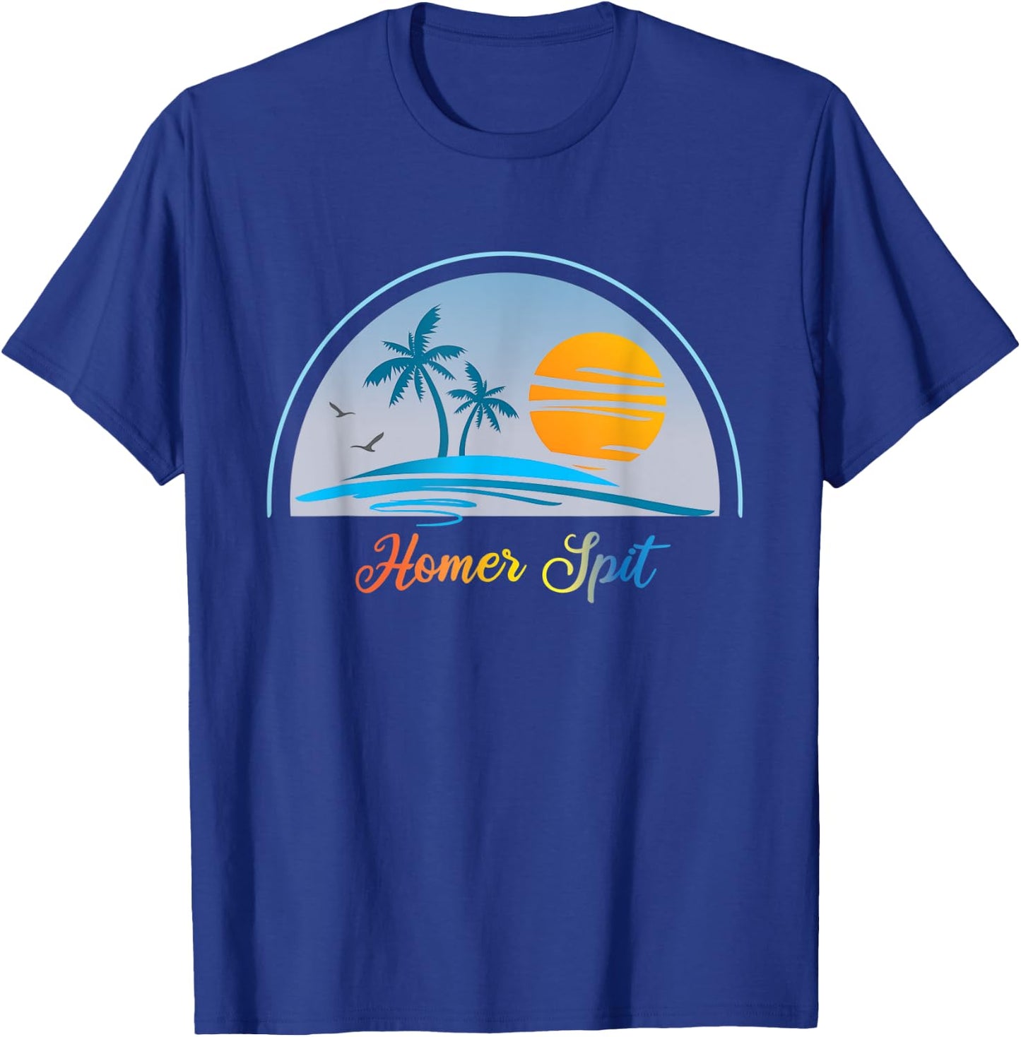 Homer Spit AK Alaska Souvenir Palm Tree Surfer Graphic T-Shirt - T-Shirt | Royal