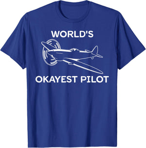World's Okayest Pilot T-Shirt - T-Shirt | Royal