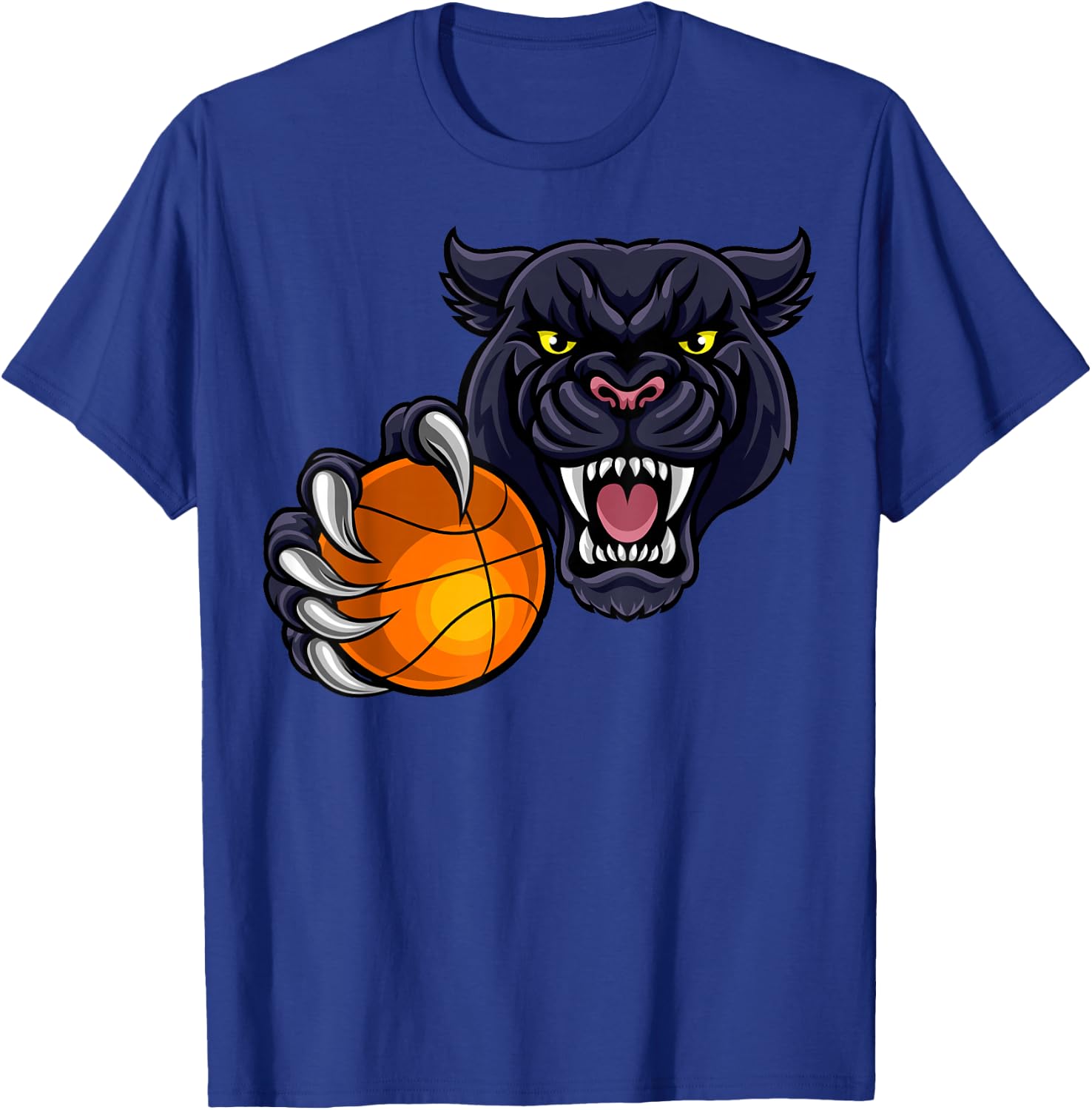 Panther Cartoon Sports Panthers Team Mascot Basketball Ball T-Shirt - T-Shirt | Royal