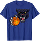 Panther Cartoon Sports Panthers Team Mascot Basketball Ball T-Shirt - T-Shirt | Royal
