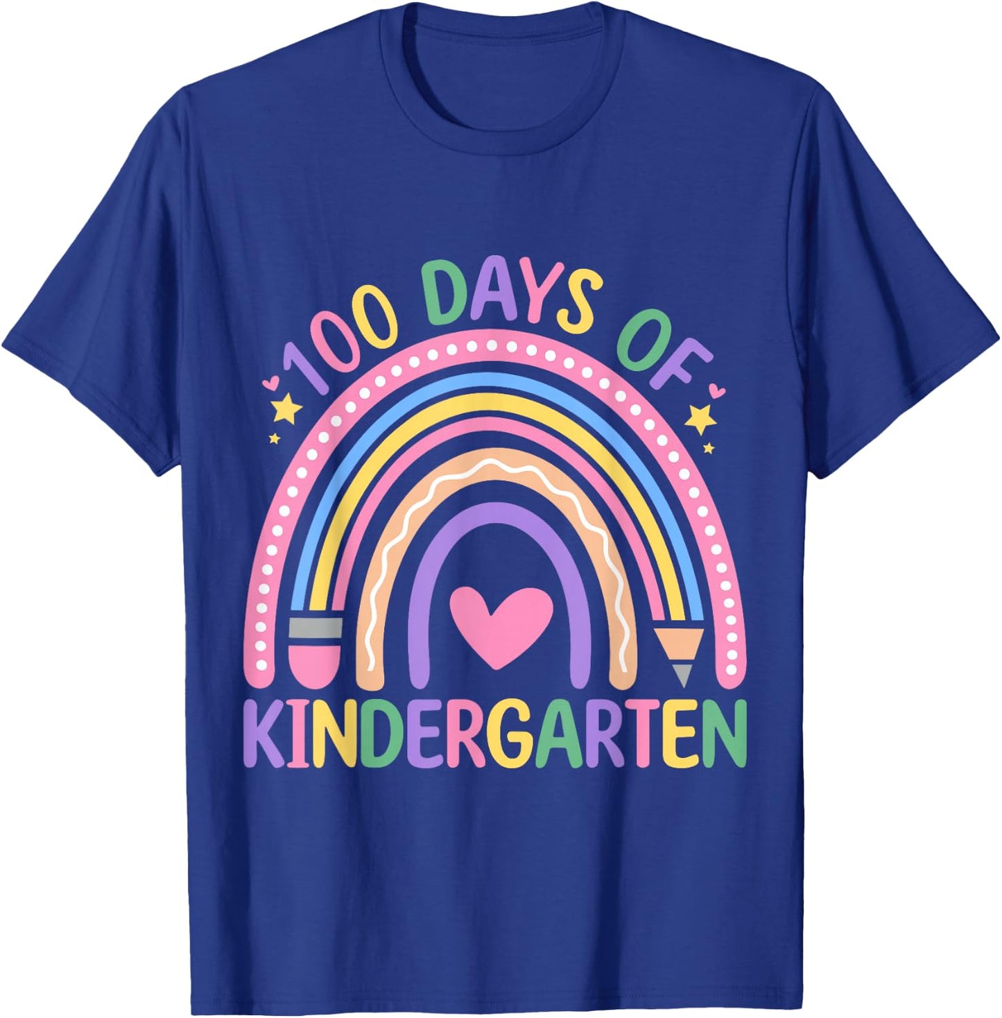 100 Days Of Kindergarten Rainbow Teacher 100 Days Smarter T-Shirt - T-Shirt | Royal