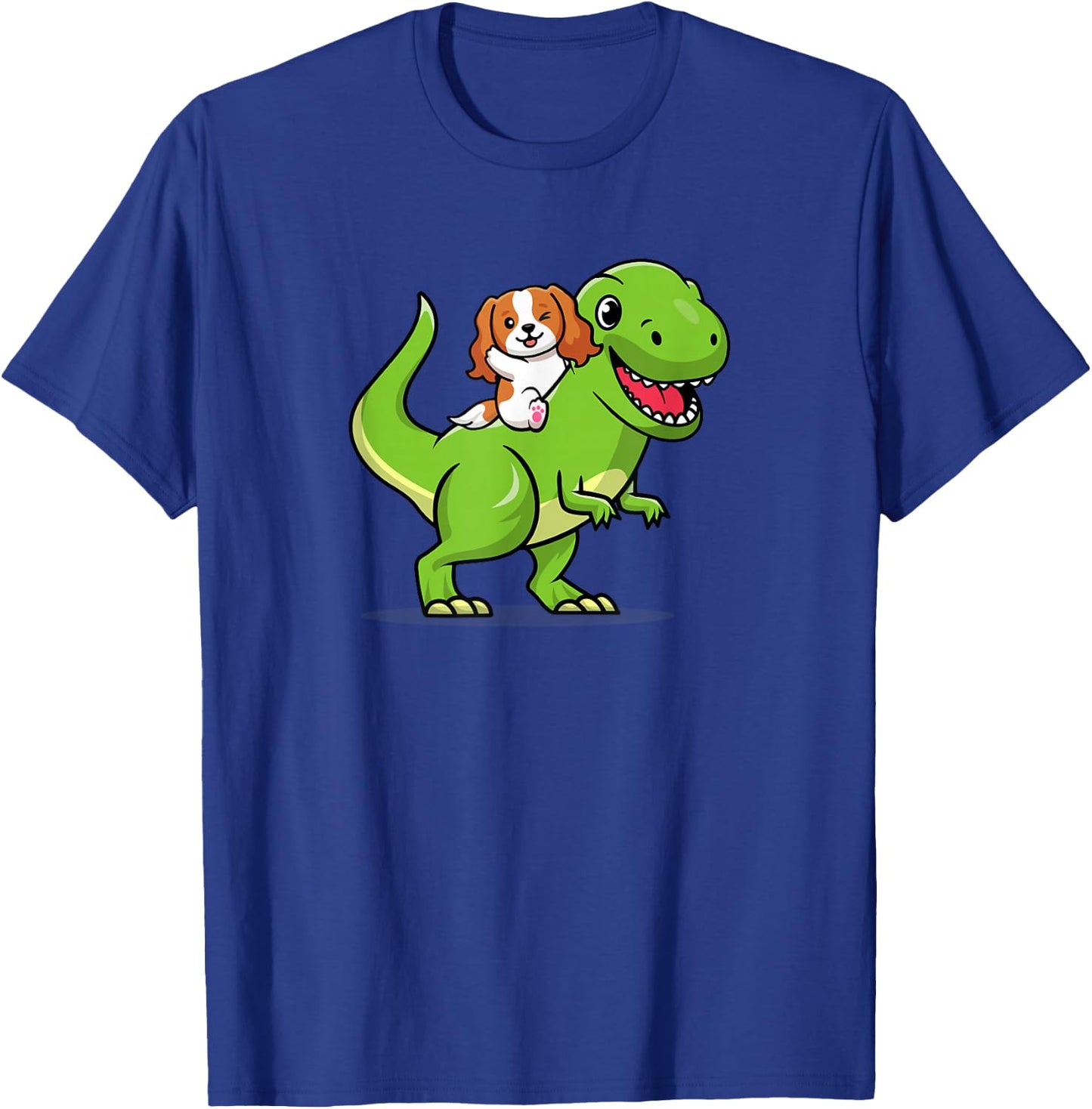 Kawaii Kids Boys Dino Dinosaur Cavalier King Charles Spaniel T-Shirt - T-Shirt | Royal