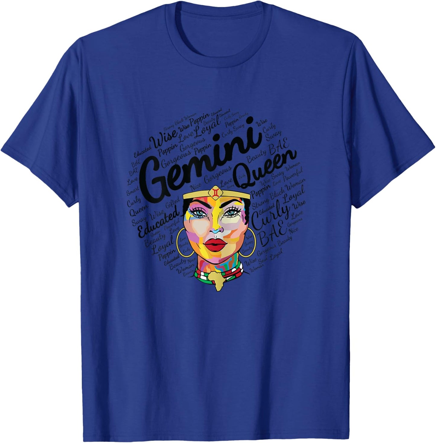 Gemini Queen Shirt Birthday Melanin Gemini Black Girl T-Shirt - T-Shirt | Royal