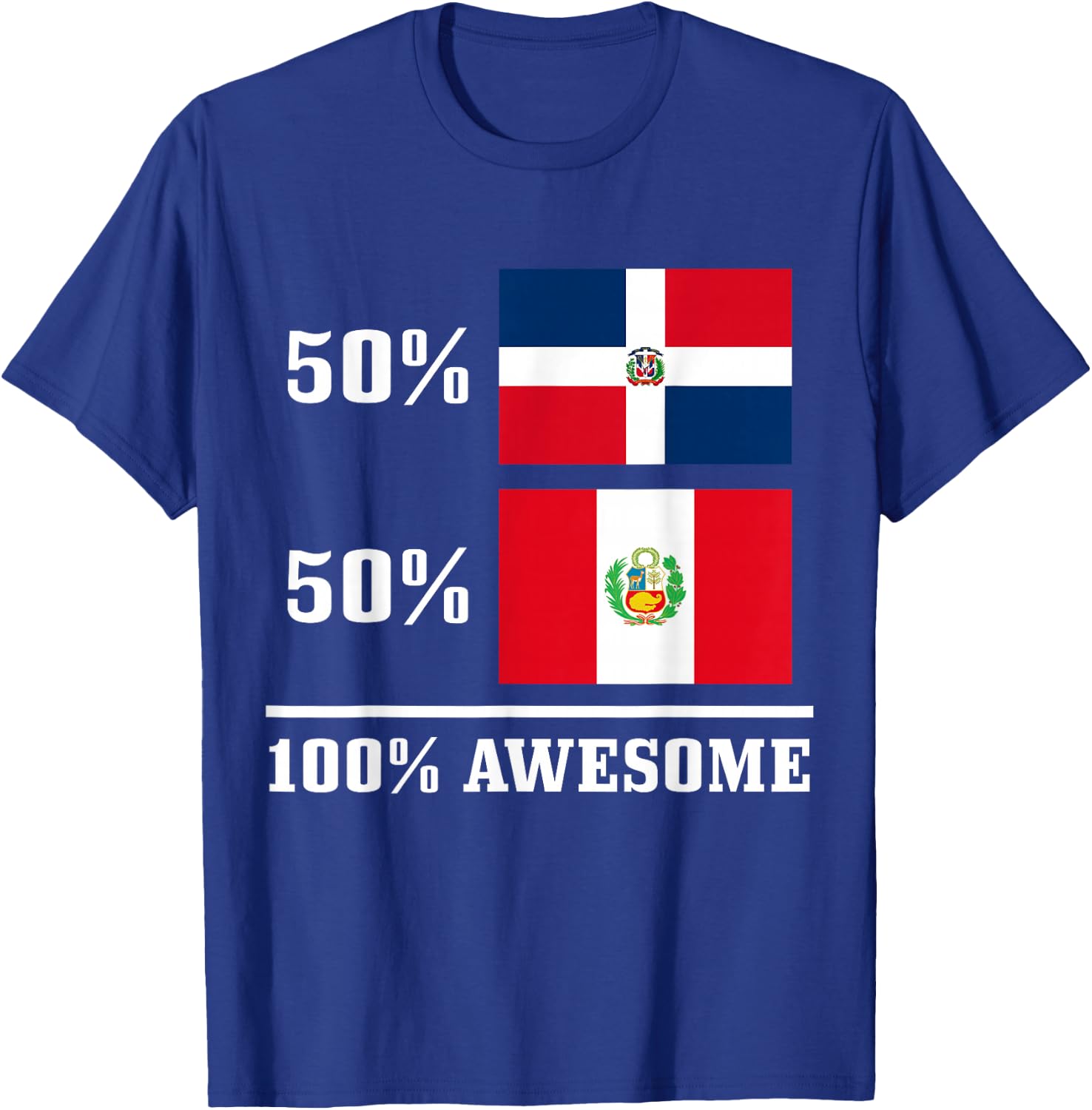 50% Dominican Republic 50% Peruvian Flag T-Shirt - T-Shirt | Royal