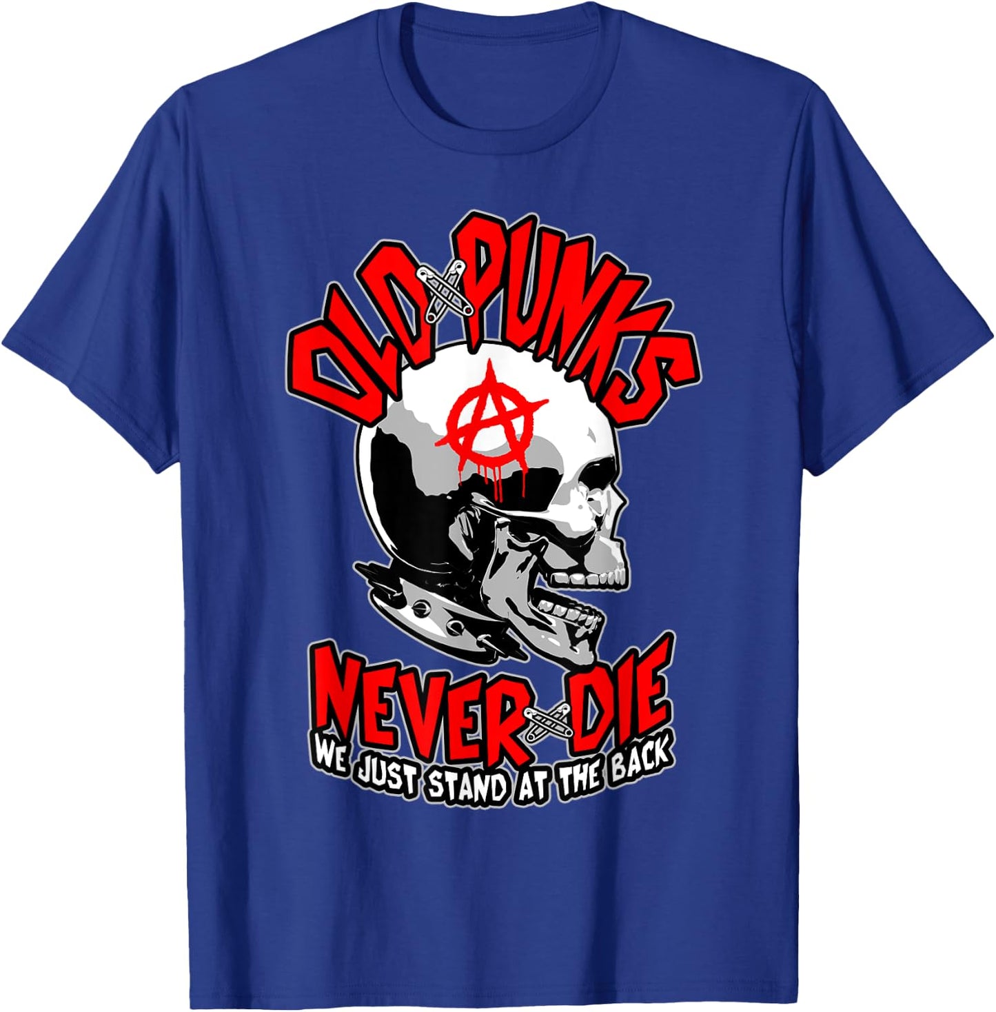 Old Punks Never Die Punk Rock Music Mohawk Skull T-Shirt - T-Shirt | Royal