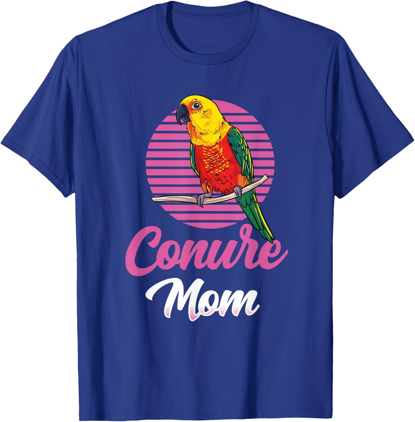 Funz Feather Co. Sun Conure Gifts For Parrot Lovers - Conure Mom T-Shirt - T-Shirt | Royal