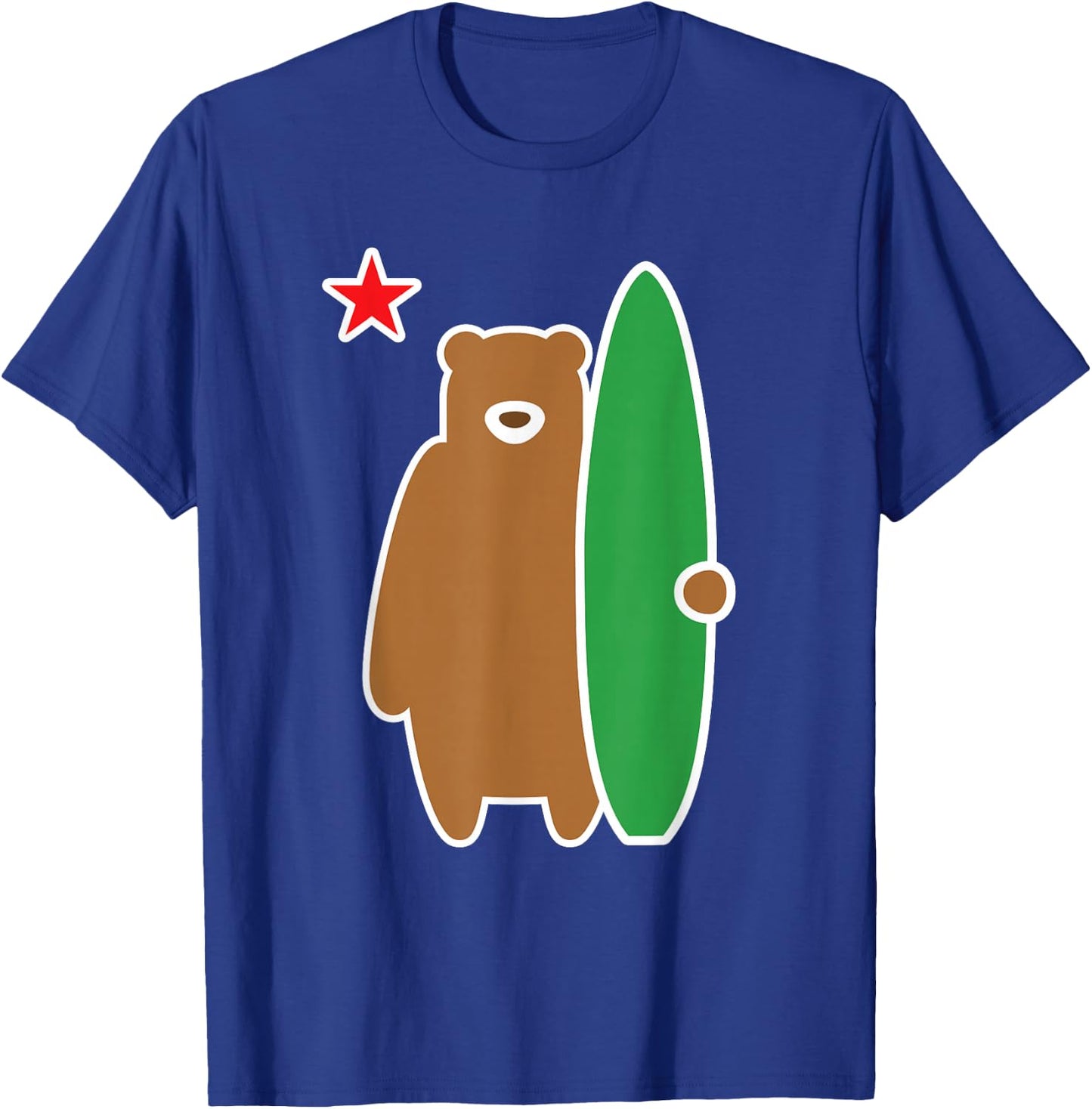 California Bear with Surf Board Surfing T-Shirt - T-Shirt | Royal