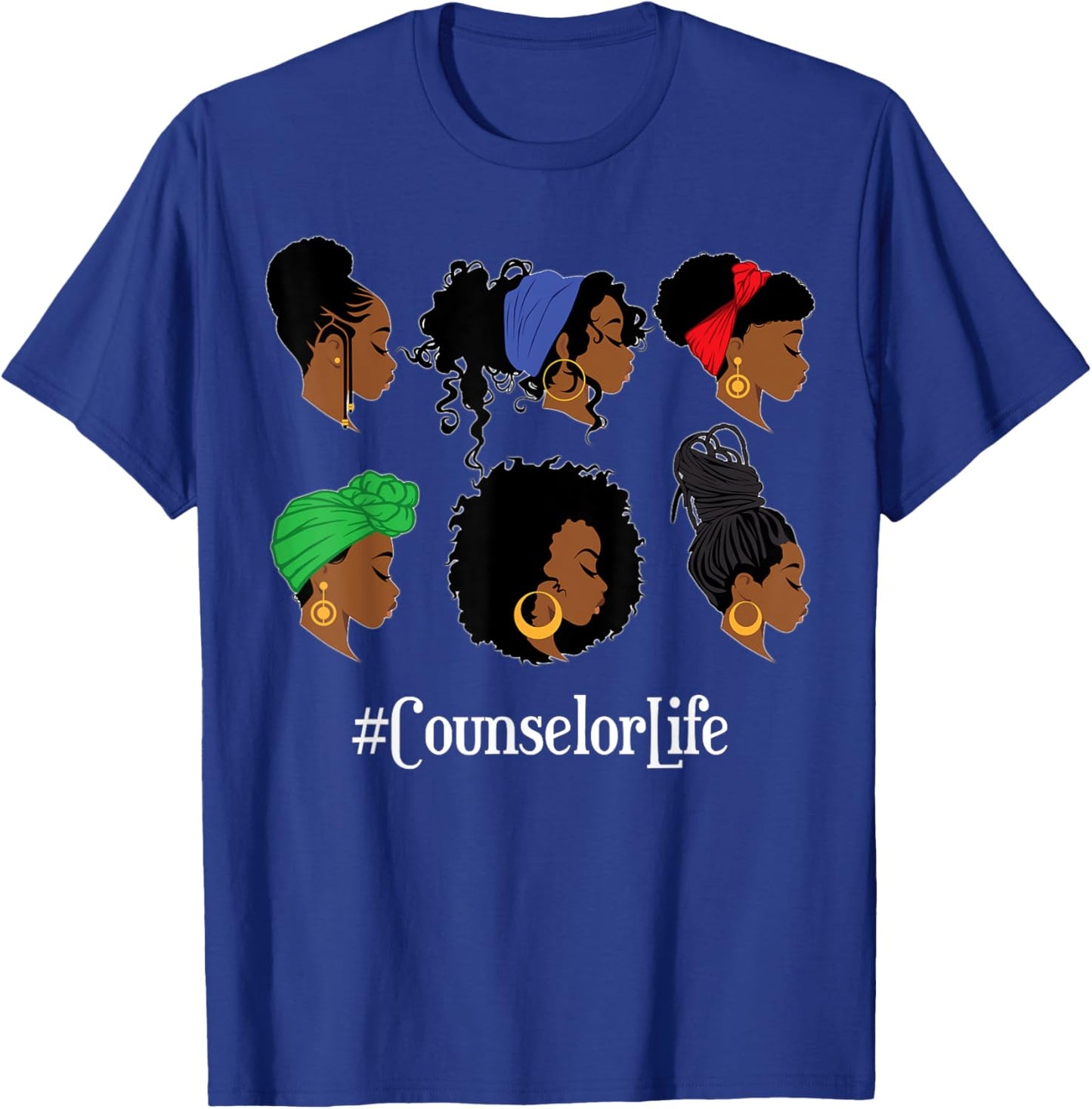 School Counselor Life Black African American Afro Woman T-Shirt - T-Shirt | Royal