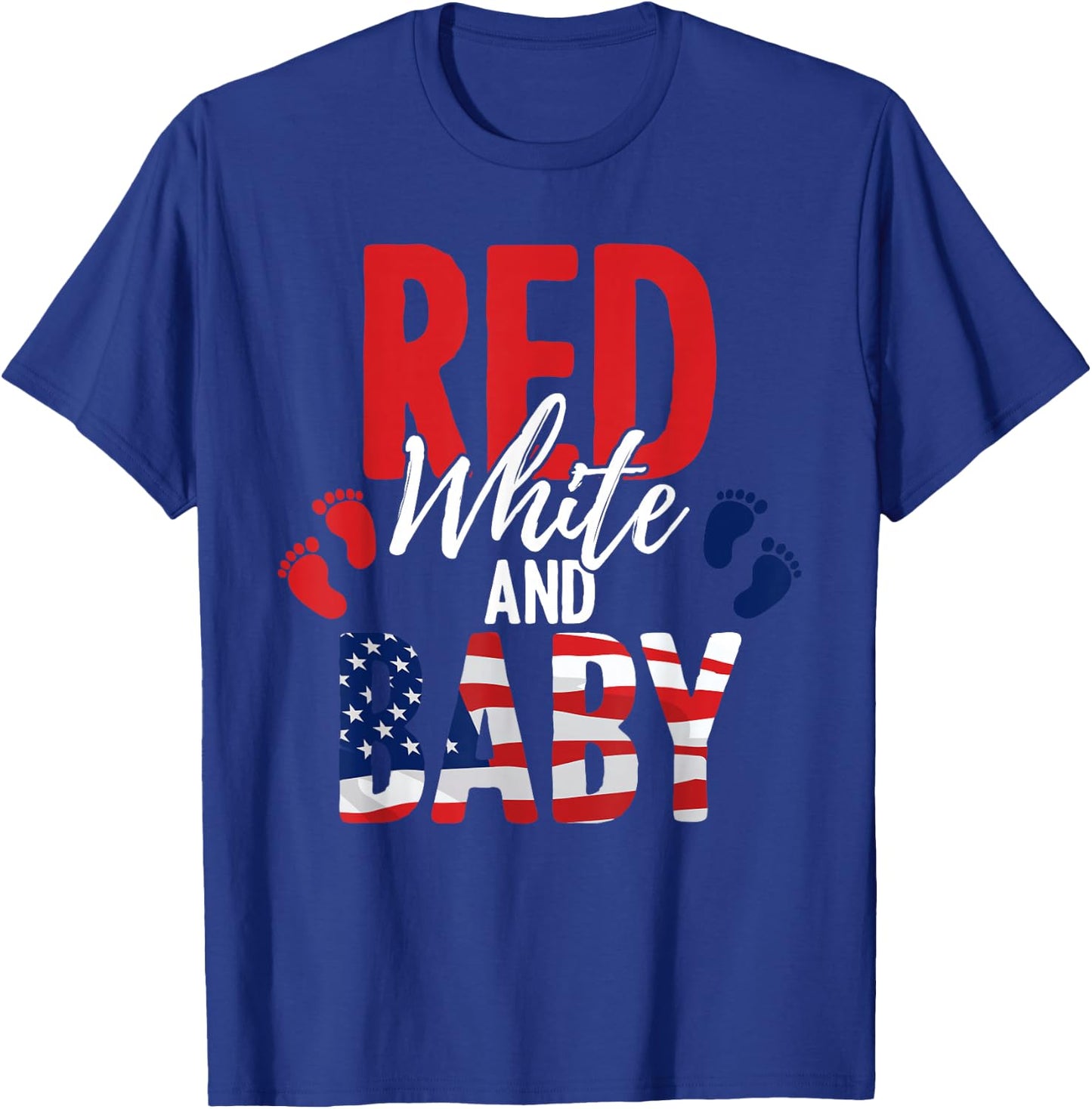 Red White & Baby Announcement 4th of July New Mom & Dad T-Shirt - T-Shirt | Royal