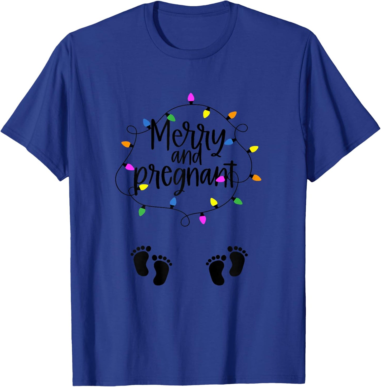 Merry and Pregnant with Twins Pregnancy Christmas Light T-Shirt - T-Shirt | Royal