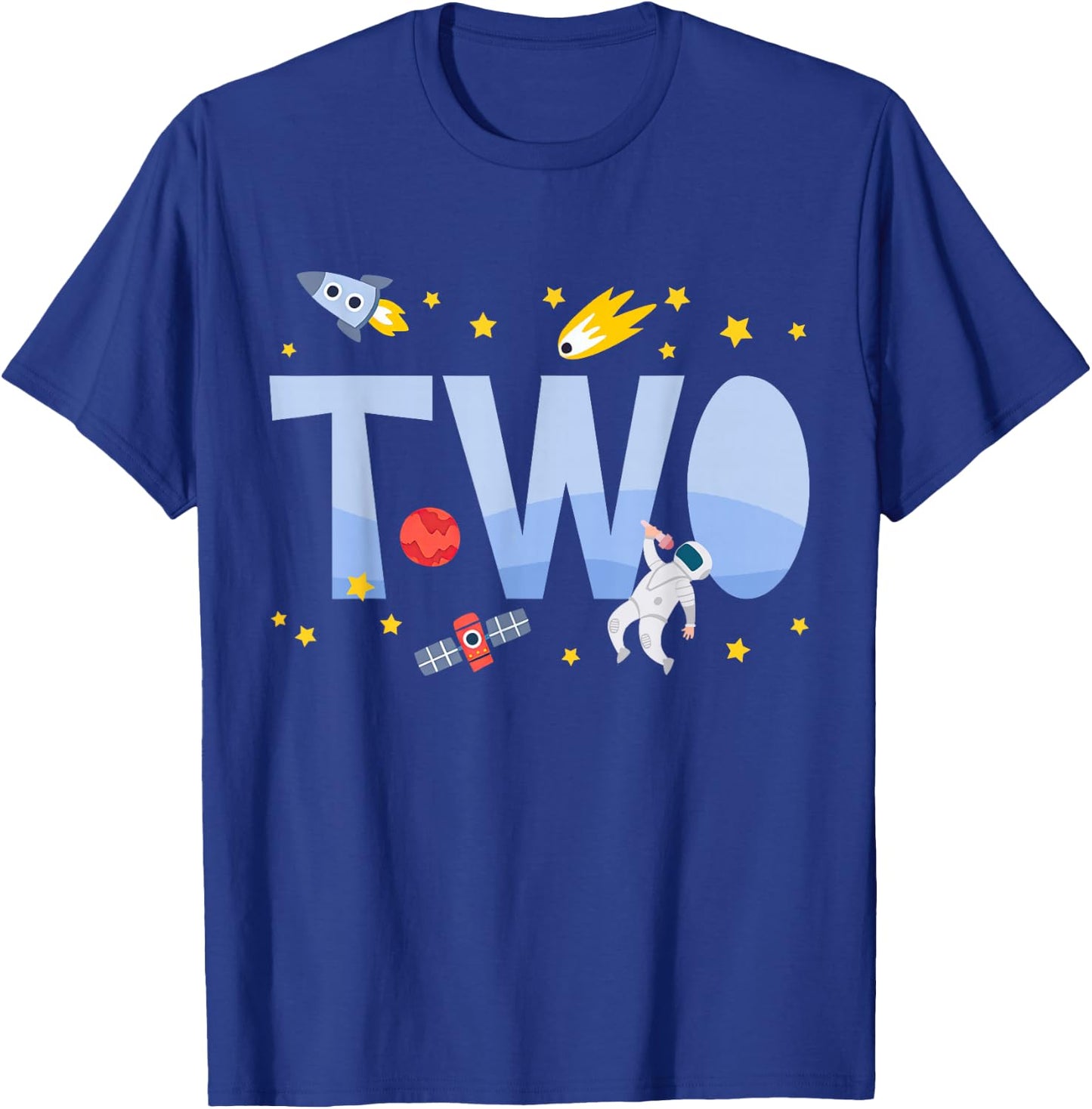 Two Second Birthday Boys Astronaut 2nd Bday Party 2 Year Old T-Shirt - T-Shirt | Royal