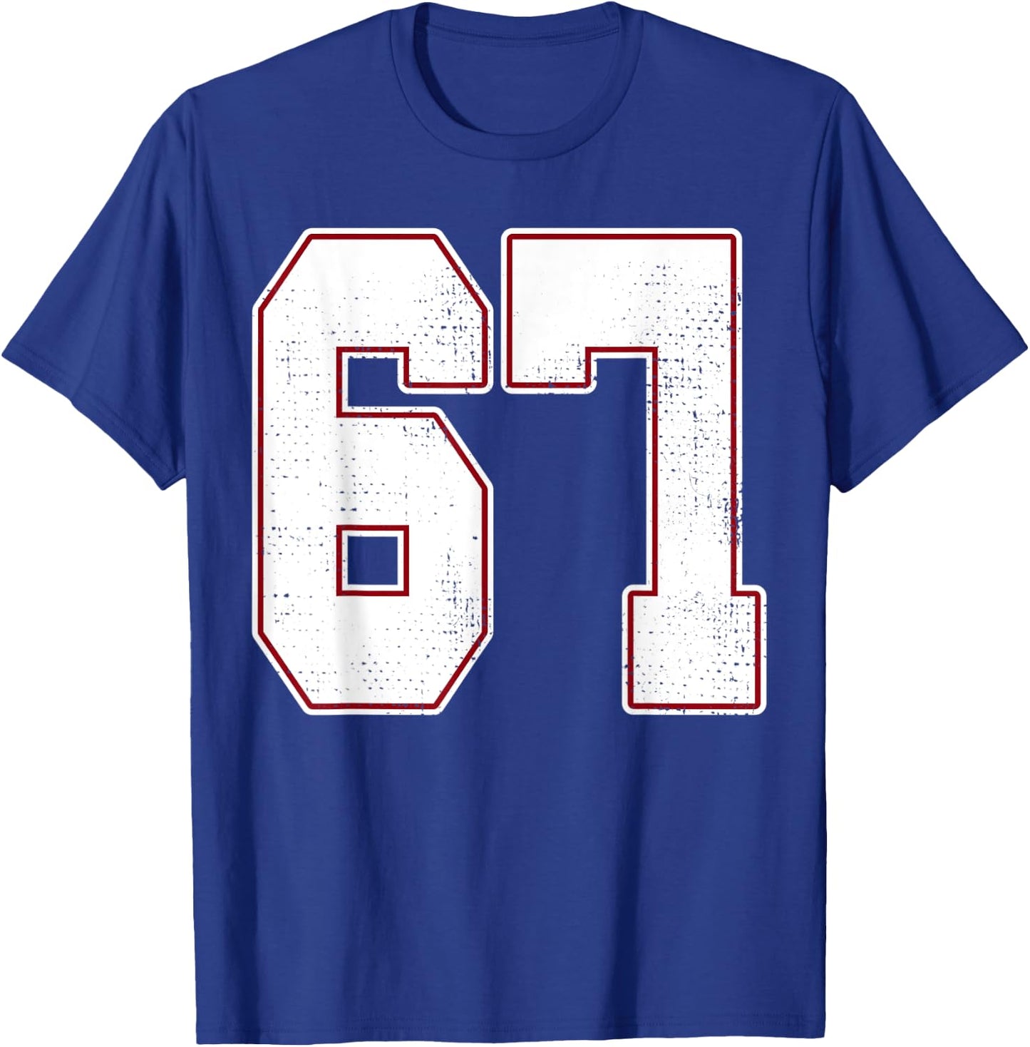 #67 Outline Number 67 Fan Varsity Sports Team Blue Jersey T-Shirt - T-Shirt | Royal
