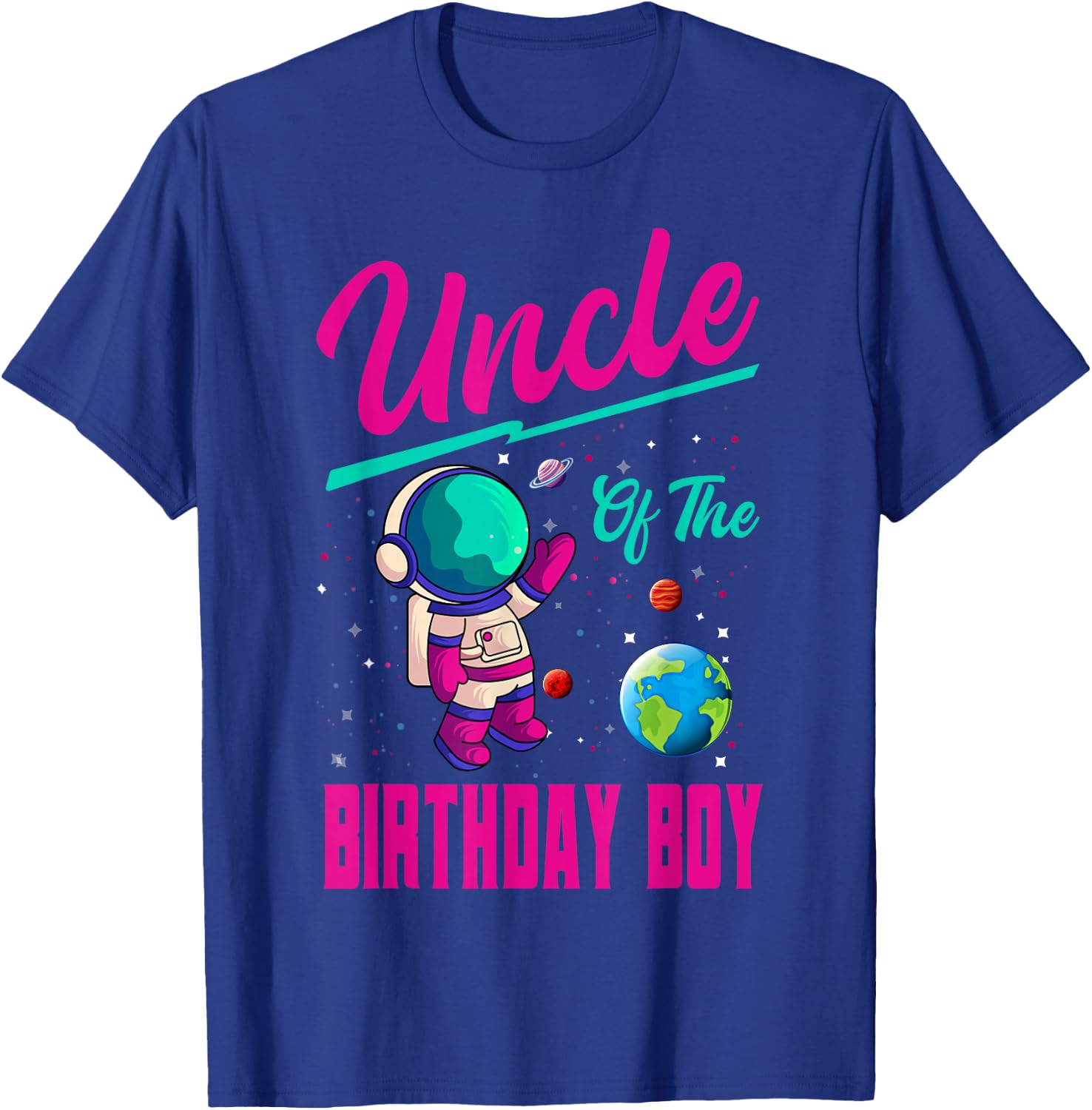 Uncle Of The Birthday Boy Space Party Planet Astronaut Bday T-Shirt - T-Shirt | Royal
