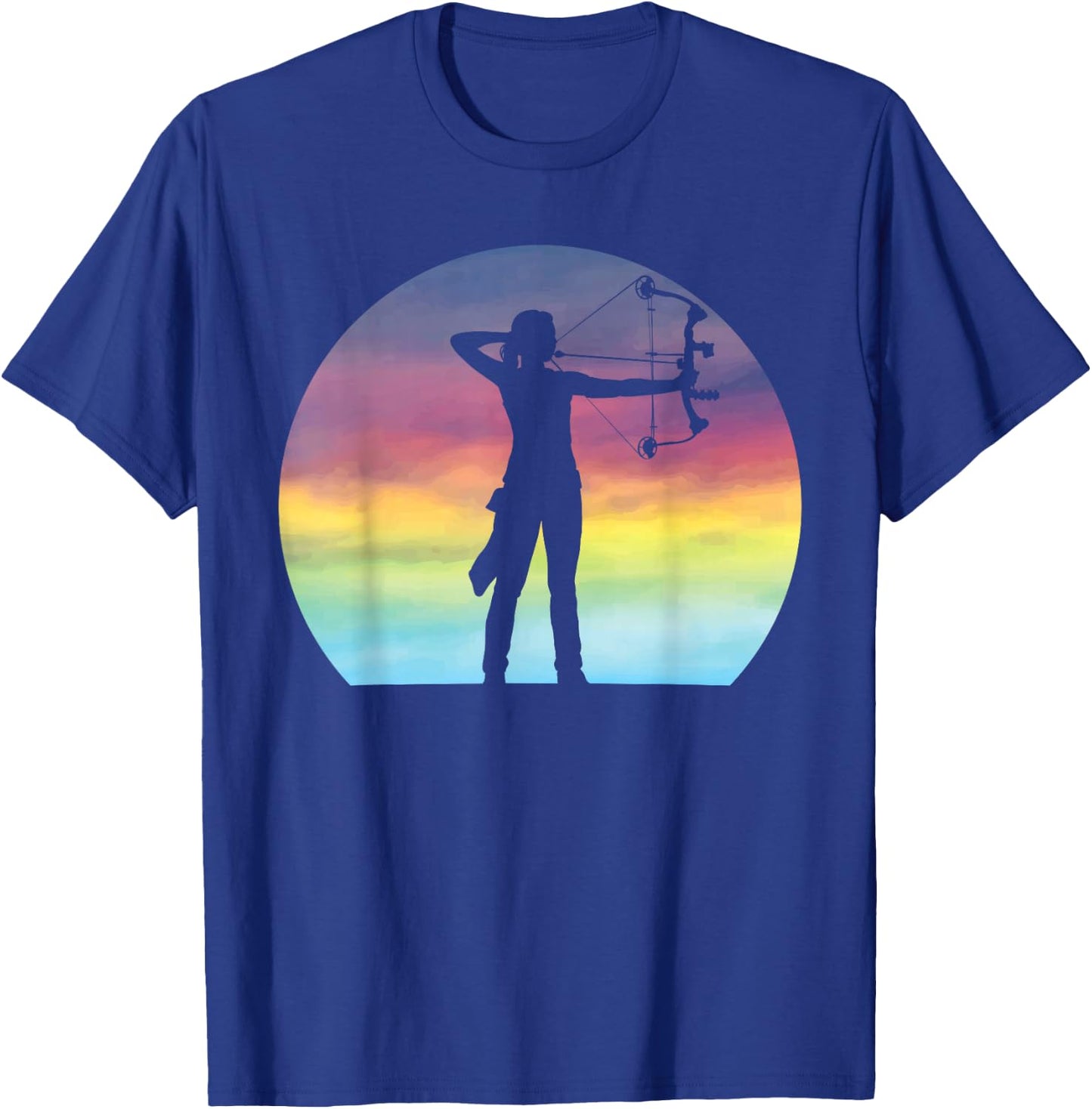 Archery Girl Retro Sunset Bow Hunting Archery Lover T-Shirt - T-Shirt | Royal