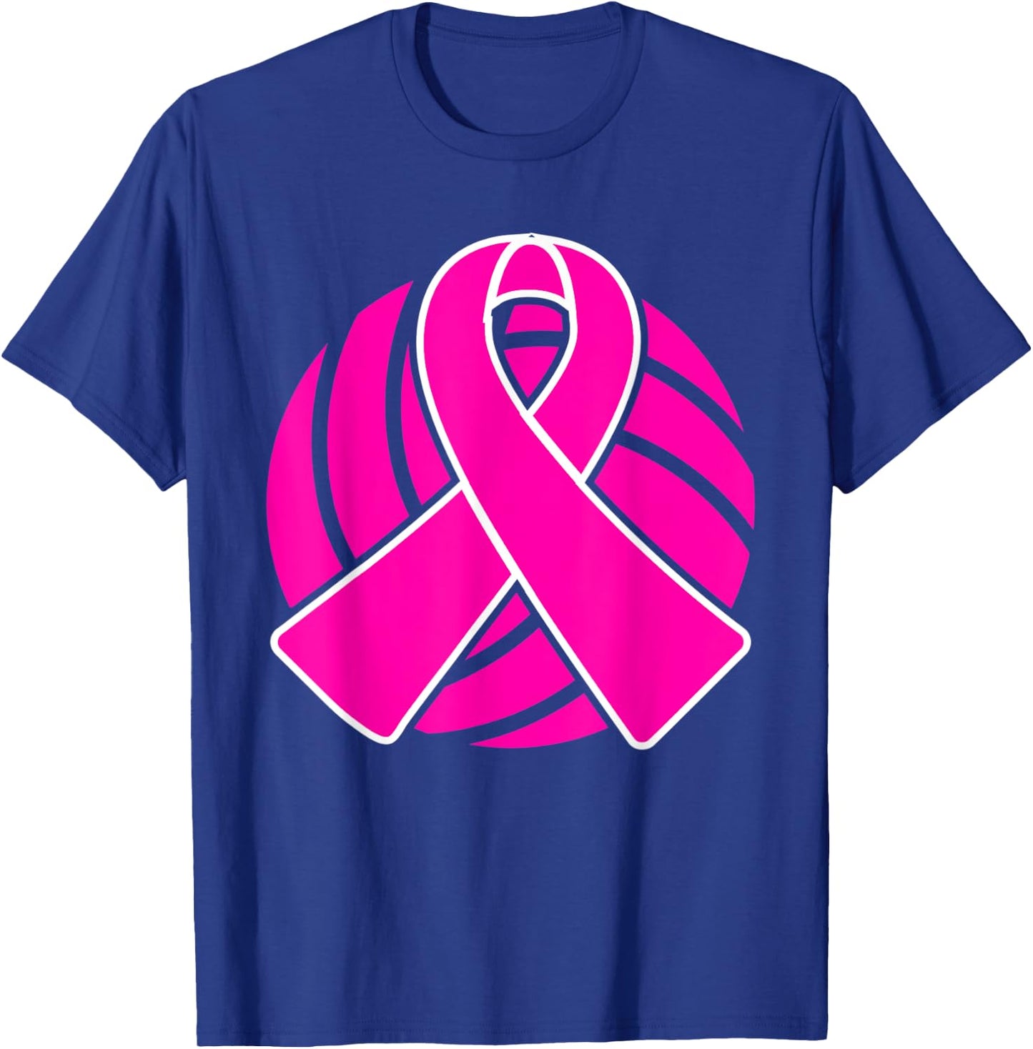 Breast Cancer Volleyball Player Pink Ribbon Awareness T-Shirt - T-Shirt | Royal