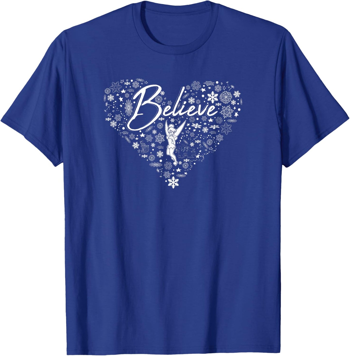 Disney Peter Pan Christmas Tinker Bell Believe Snowflakes T-Shirt - T-Shirt | Royal