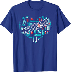 Nursing Heart Healthcare Med Staff Nursery Hospital Nurse T-Shirt - T-Shirt | Royal