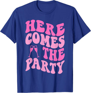 Here Come The Party Bride Groovy Bachelorette Party T-Shirt - T-Shirt | Royal