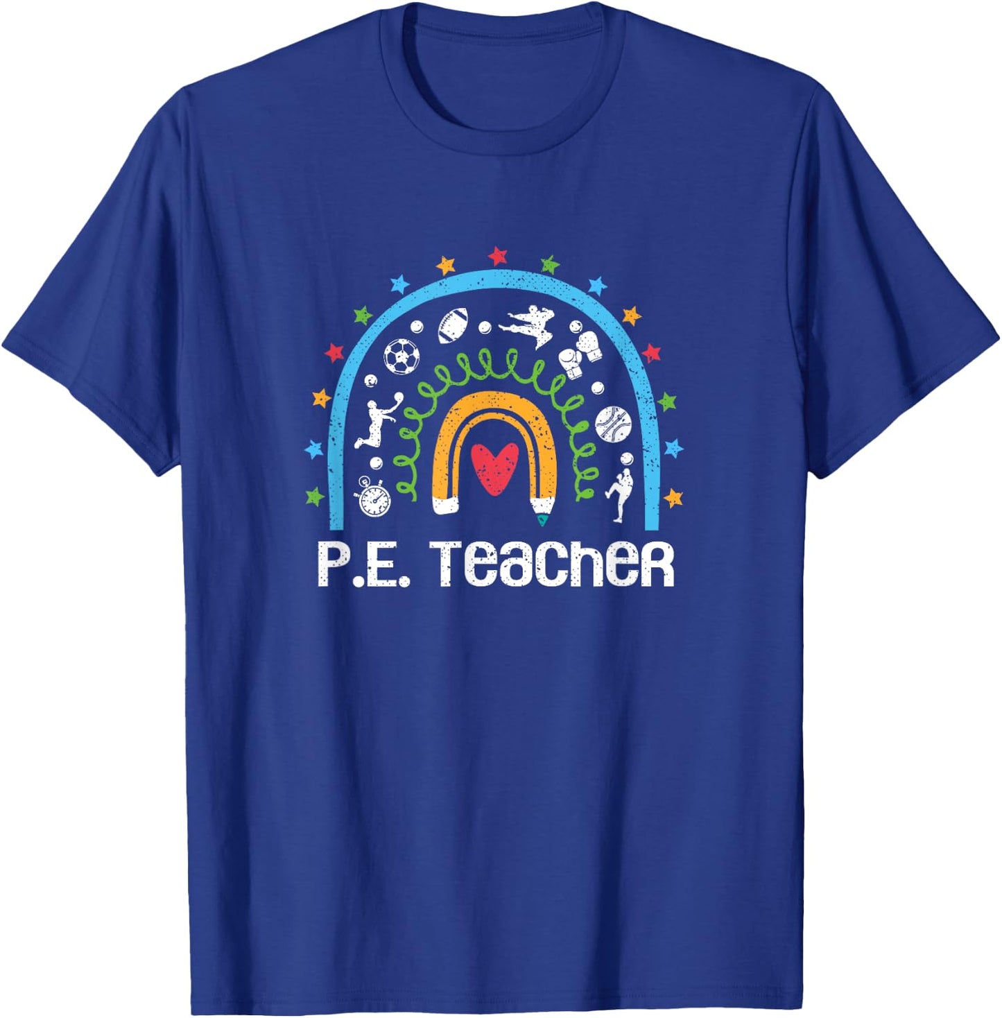 PE Teacher Rainbow Back To School Physical Education Women T-Shirt - T-Shirt | Royal