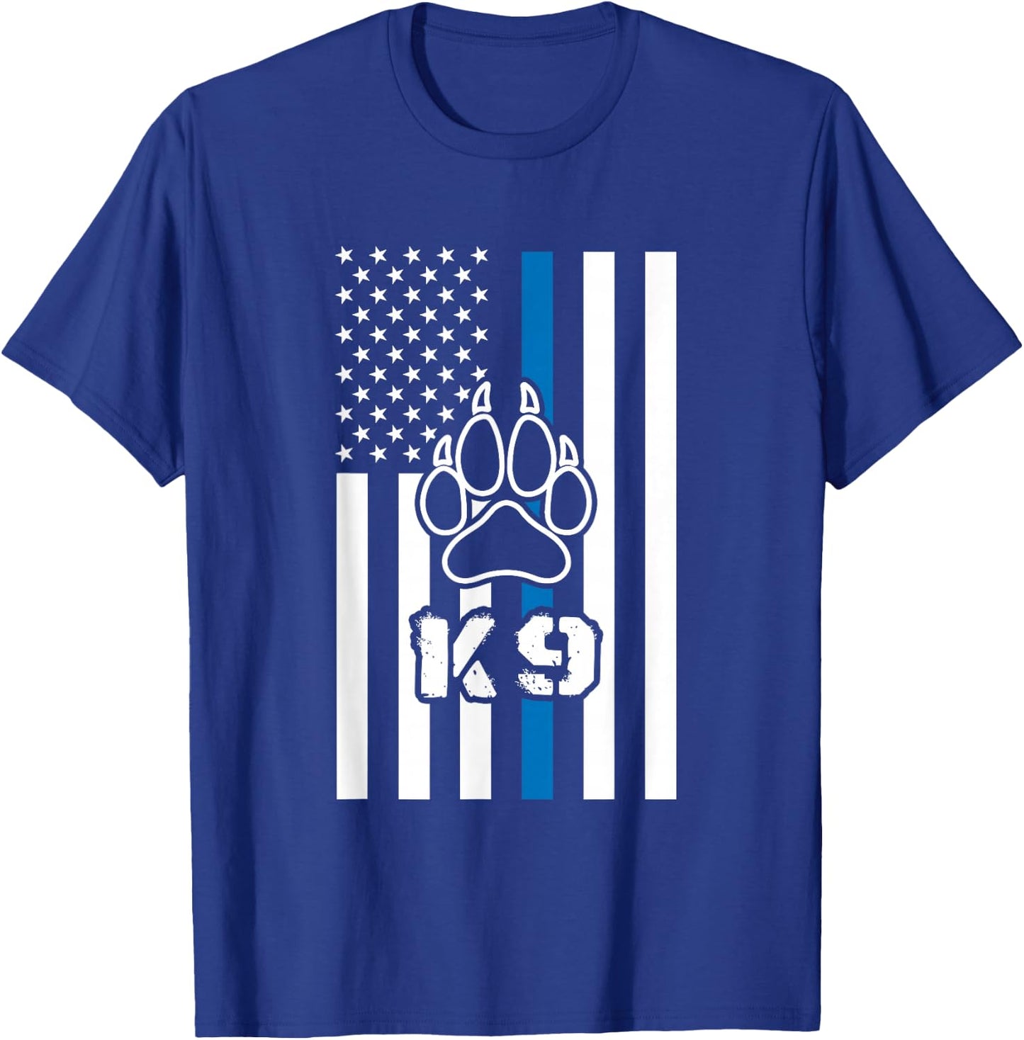 Police Flag with a Dog Paw and K9 T-Shirt - T-Shirt | Royal
