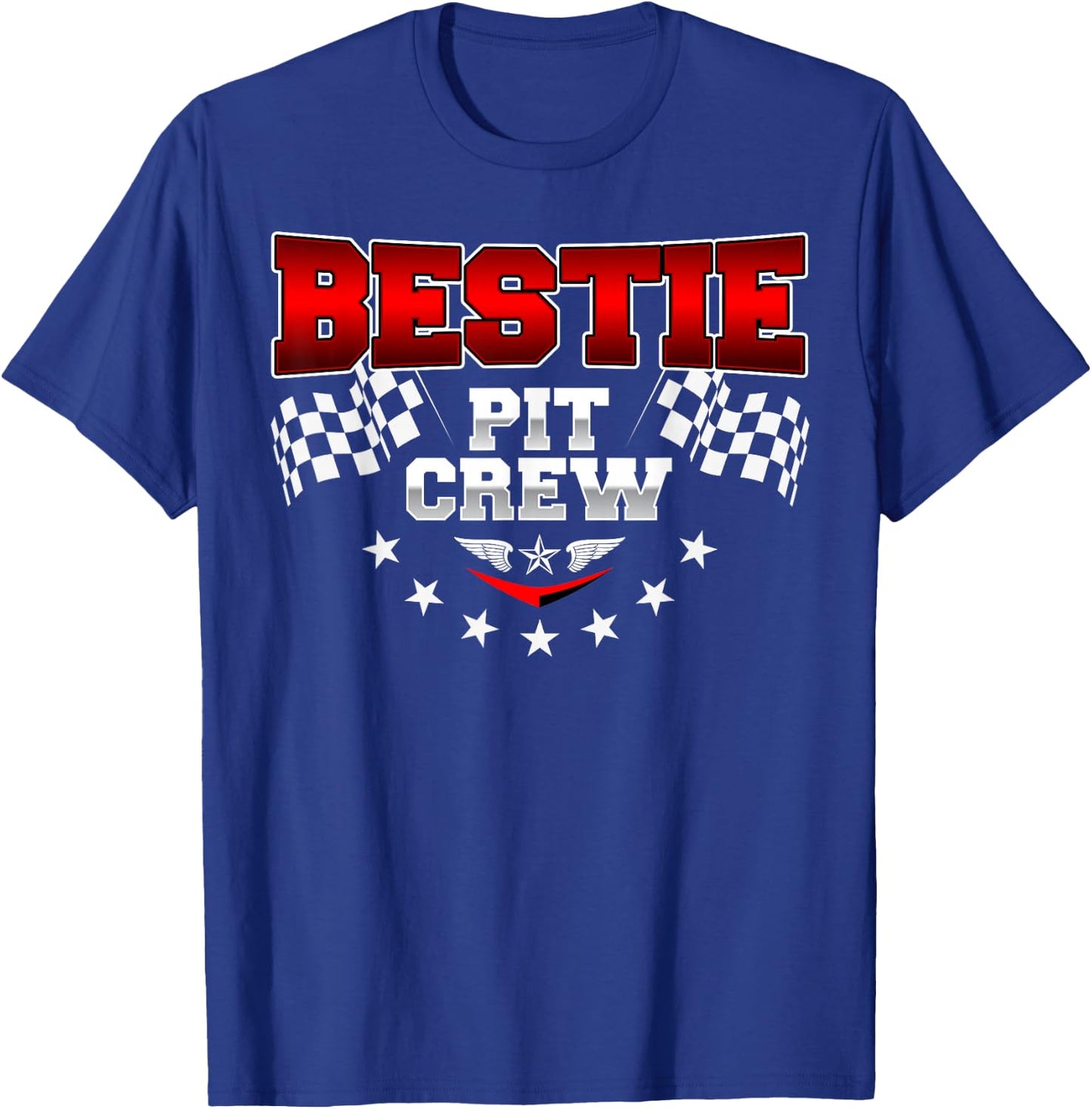 Bestie Pit Crew Racing Car Birthday Crew Family Matching T-Shirt - T-Shirt | Royal
