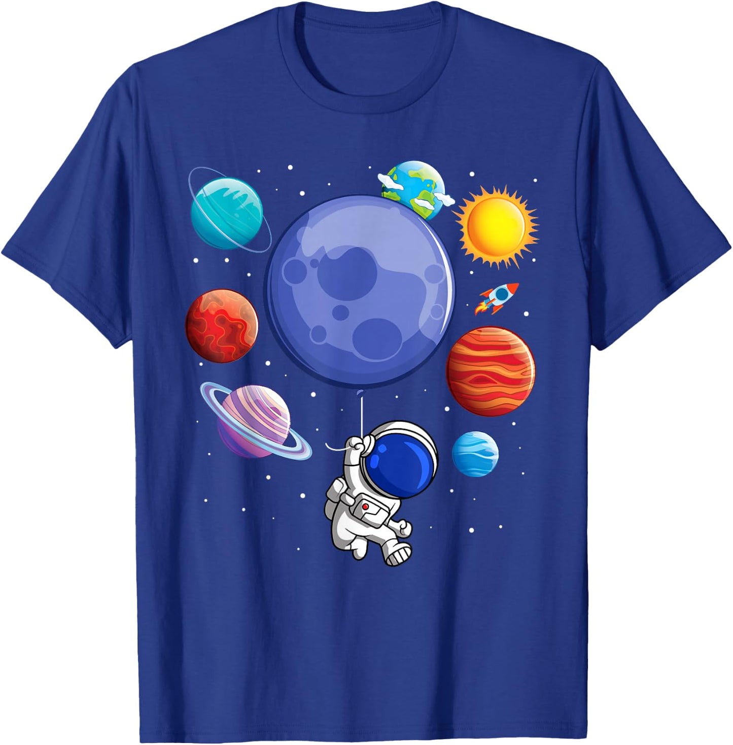 Funny Solar System Shirt Astronaut Planet Balloons Space Kid T-Shirt - T-Shirt | Royal