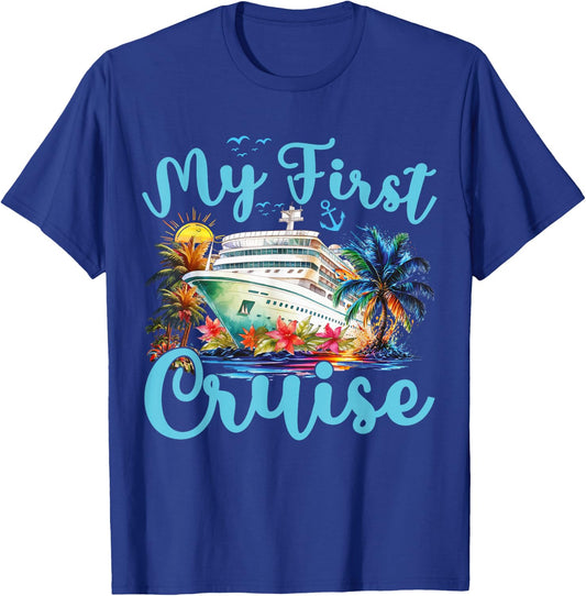 Cruise Ship Vacation Trip Family Cruising My First Cruise , Small, Black T-Shirt - T-Shirt | Royal