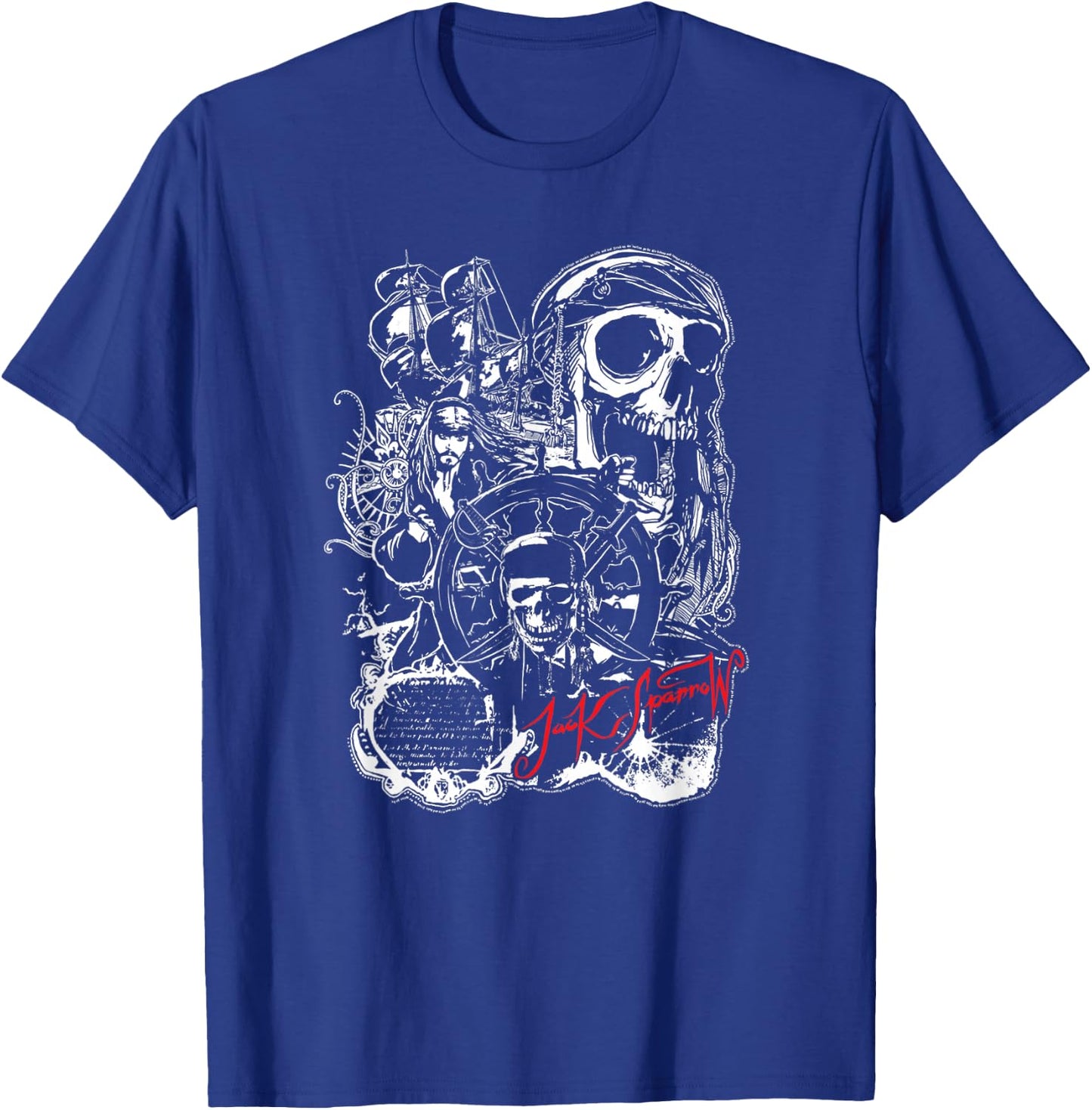 Disney Pirates of The Caribbean Jack Sparrow White Outline T-Shirt - T-Shirt | Royal