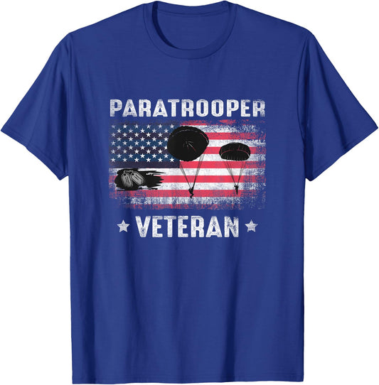 Airborne Infantry Paratrooper Veteran American Flag Women Men T-Shirt - T-Shirt | Royal