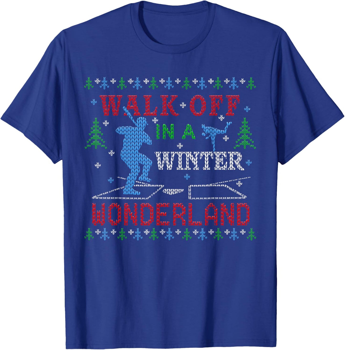 Baseball Softball Walk Off Ugly Christmas Sweater Party T-Shirt - T-Shirt | Royal