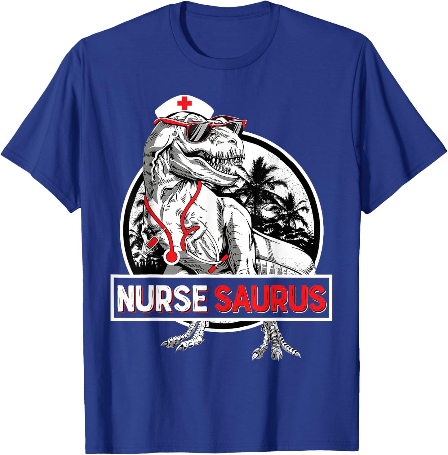 RN Nurse Saurus Nursing School Graduation Dinosaur Men Women T-Shirt - T-Shirt | Royal
