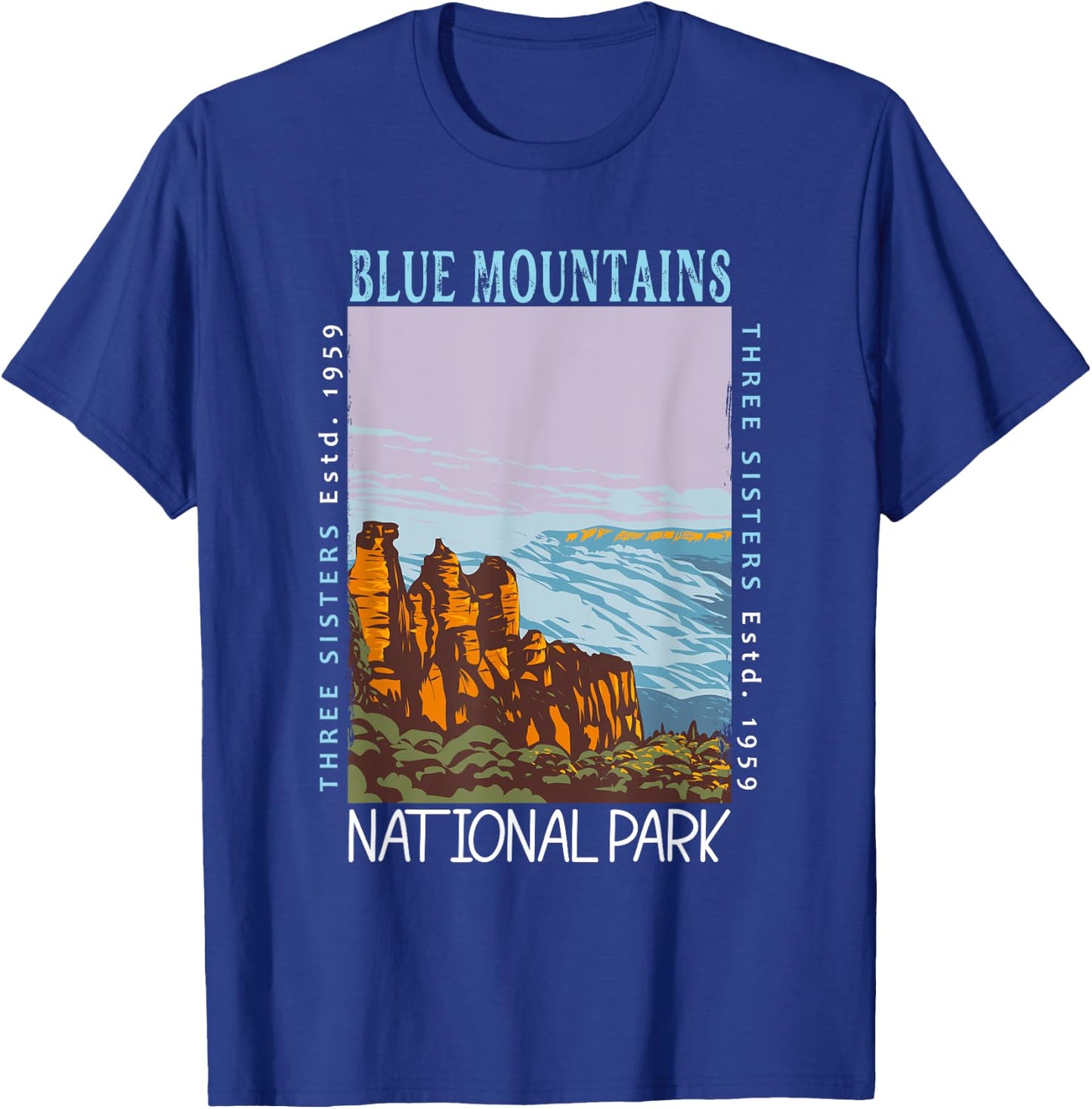 Blue Mountains National Park Australia Distressed Vintage T-Shirt - T-Shirt | Royal