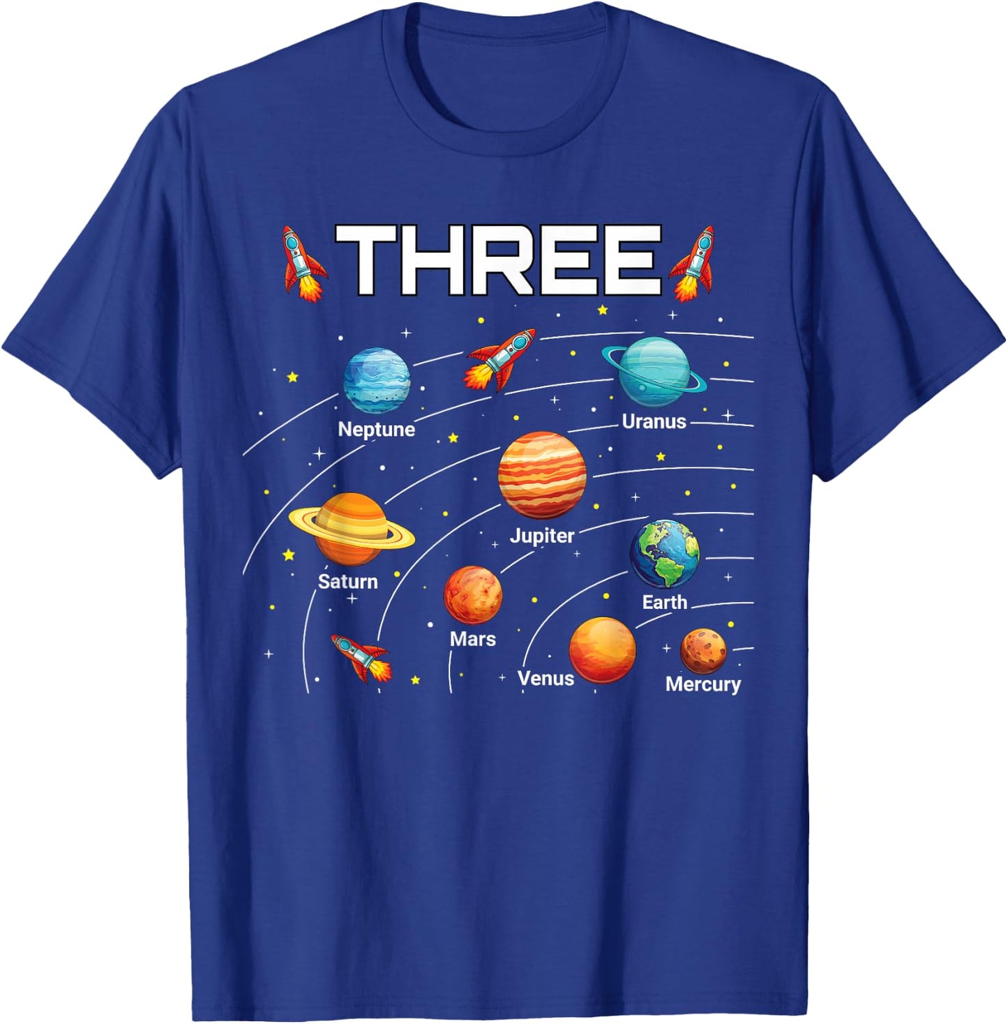 3 Year Old Shirt Boys Girls Space Planets 3rd Birthday Boy T-Shirt - T-Shirt | Royal
