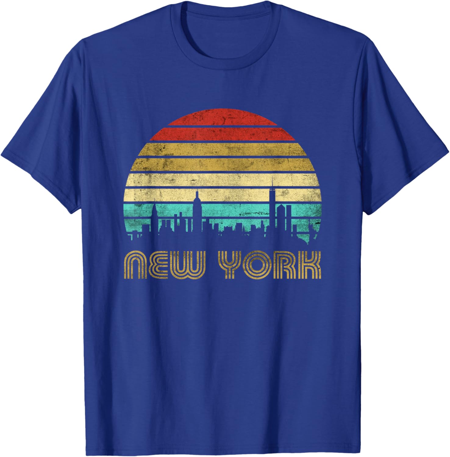 New York City State Retro Vintage NY Skyline NYC Lover Gift T-Shirt - T-Shirt | Royal