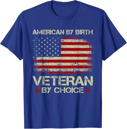 American By birth Veteran By Choice American Flag Men T-Shirt - T-Shirt | Royal
