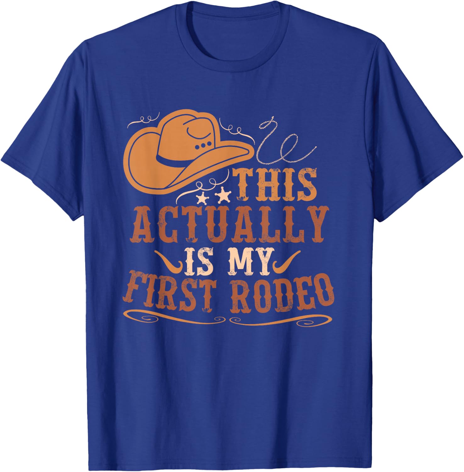This Actually Is My First Rodeo Cowgirl Bronco Bucking T-Shirt - T-Shirt | Royal