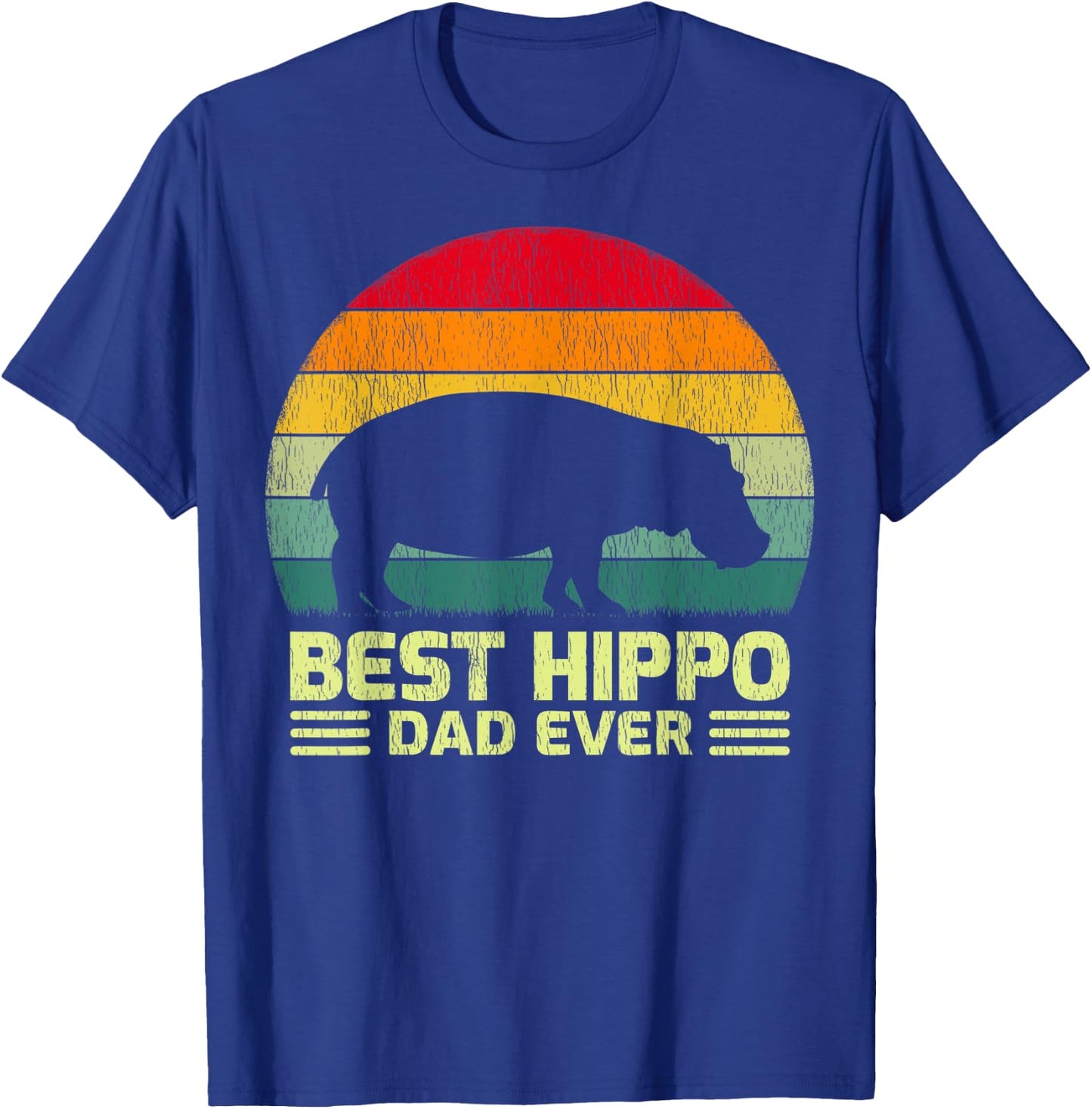 Funny Vintage Best Hippo Dad Ever Father's Day T-Shirt - T-Shirt | Royal