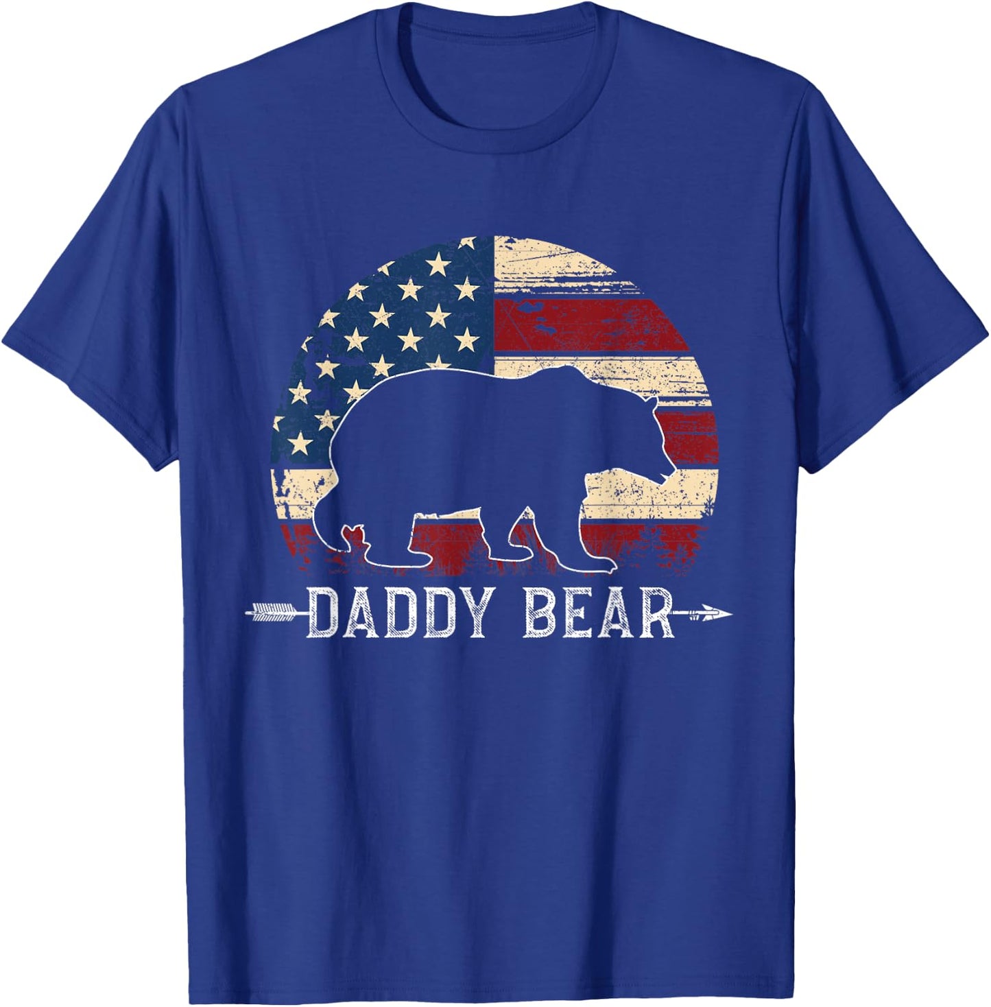 Daddy Bear American Flag 4th Of July Father's Day T-Shirt - T-Shirt | Royal