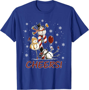 Cheers Snowman Shirt Beer Christmas Sweater Wine Lover T-Shirt - T-Shirt | Royal