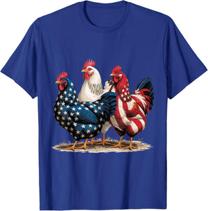 4th of July Patriotic Rooster Red White Blue Chicken Kids T-Shirt - T-Shirt | Royal