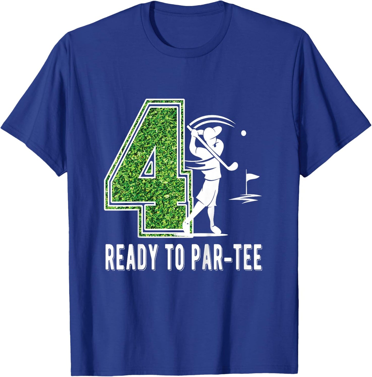 Kids 4th Birthday Golfer Boy Four Year Old Golf Player T-Shirt - T-Shirt | Royal