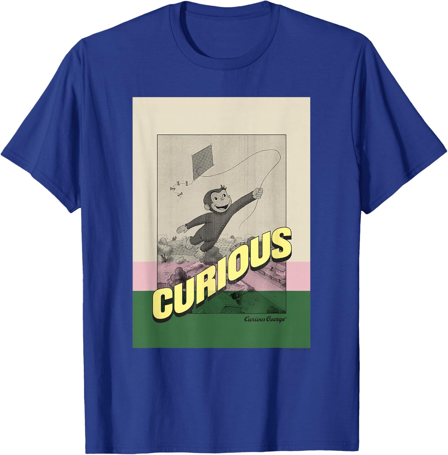 Curious George Sepia Tone Kite Flight T-Shirt - T-Shirt | Royal