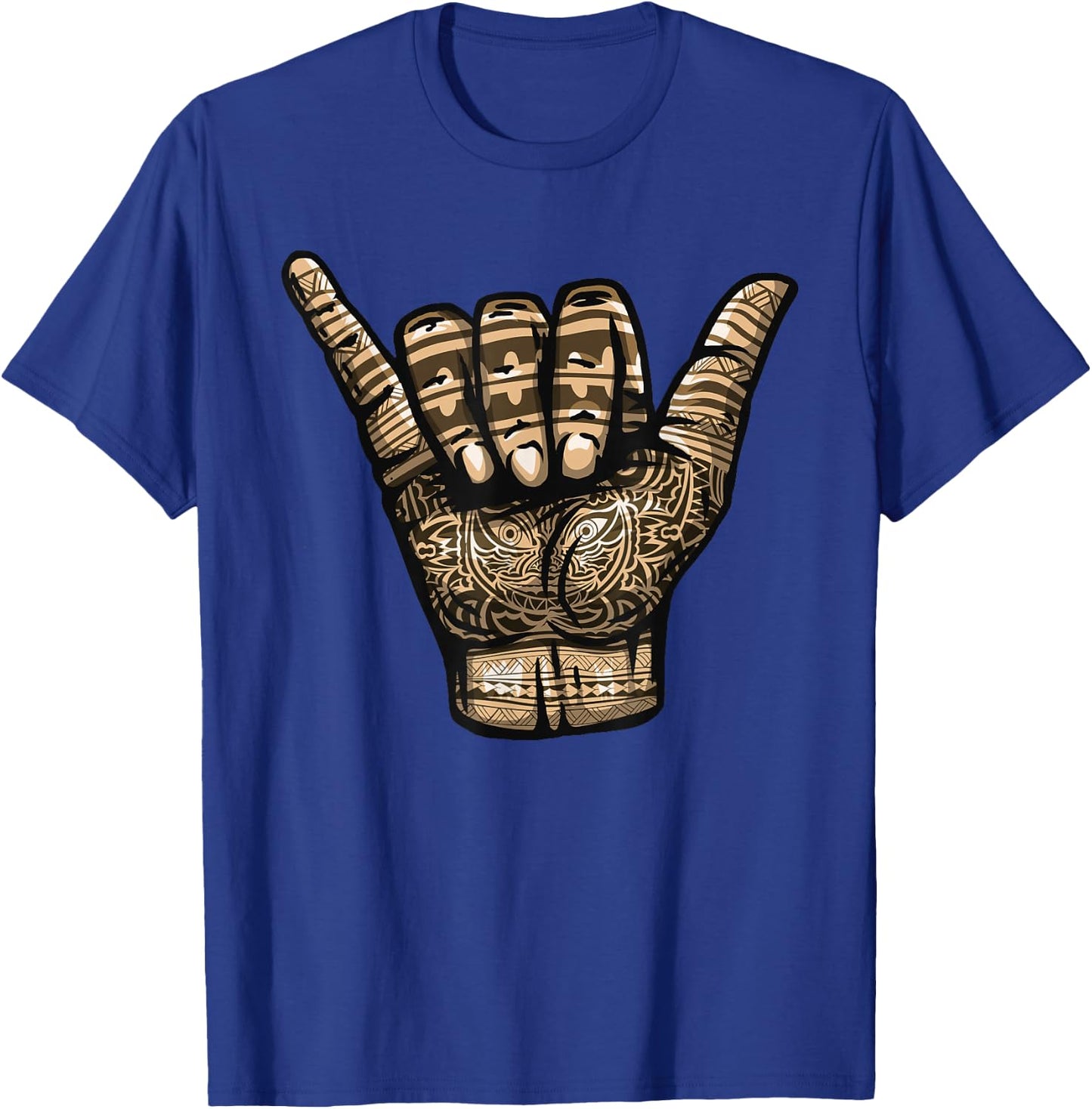 Polynesian Shaka Hand Art Men Women Hawaiian Tribal Tattoo T-Shirt - T-Shirt | Royal
