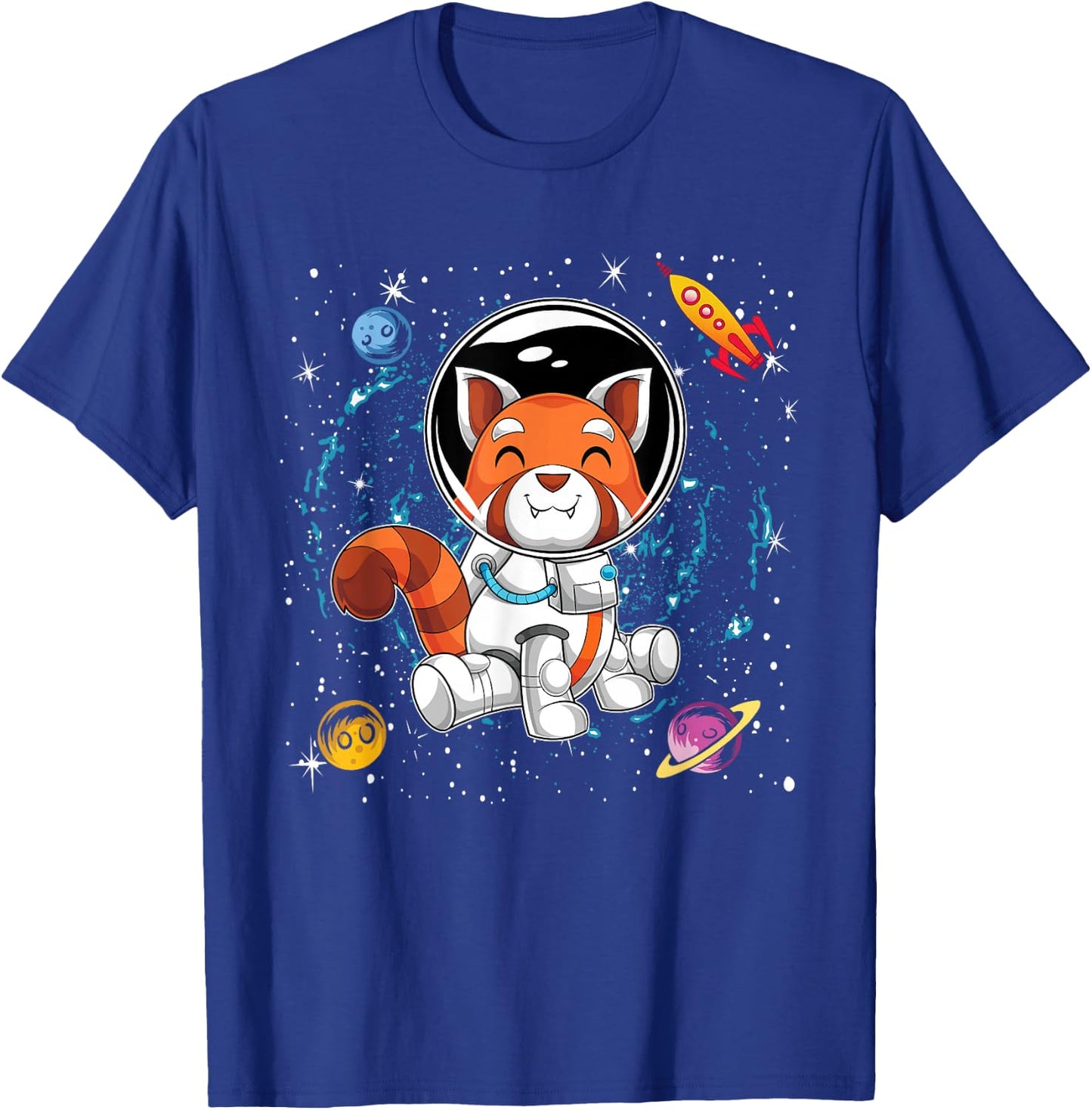 Red Panda Space Scientist Animal Rocket Planets Astronaut T-Shirt - T-Shirt | Royal