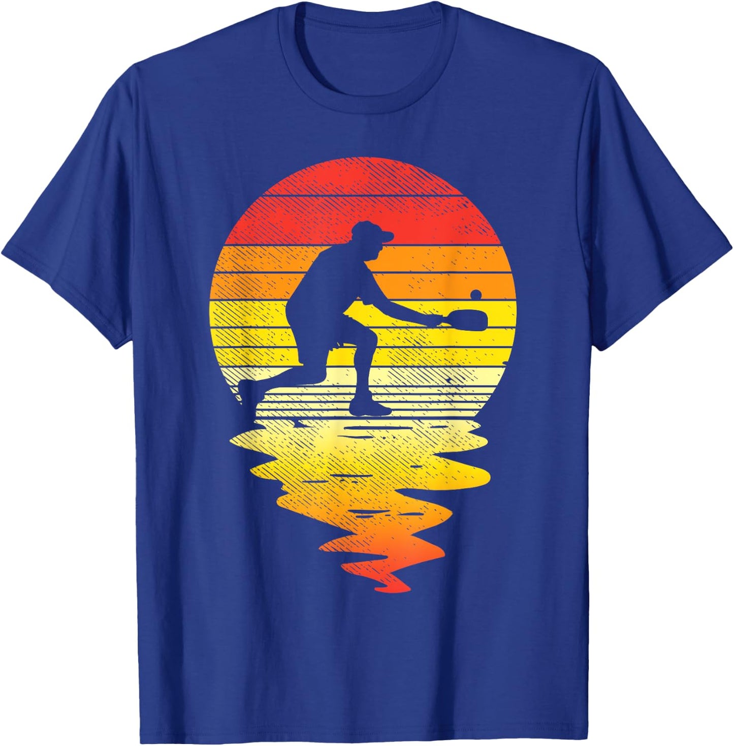 Pickleball Sunset Retro Sport Pickle Ball Player Coach Gift T-Shirt - T-Shirt | Royal