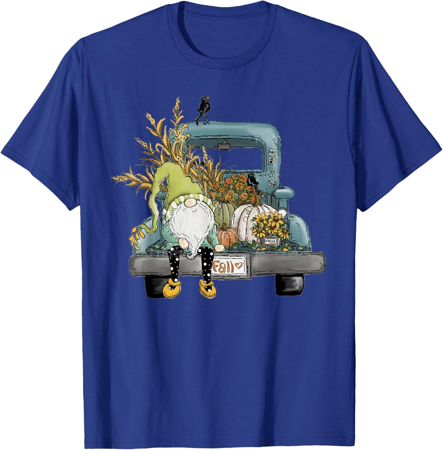 Fall Gnome Vintage Truck and Pumpkin T-Shirt - T-Shirt | Royal
