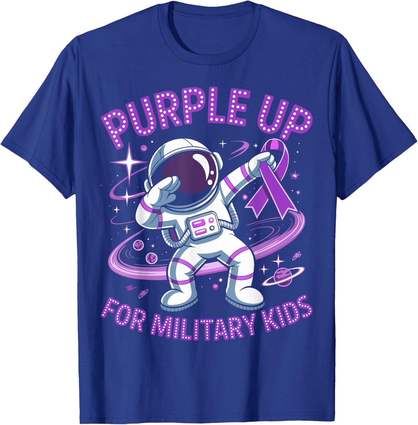 Purple Up for Military Kids Military Child Month Astronaut T-Shirt - T-Shirt | Royal
