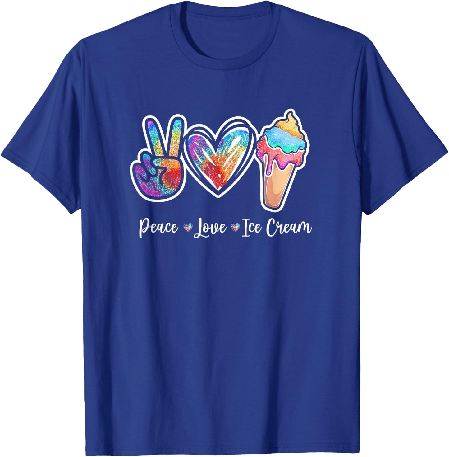 Peace Love Ice Cream Cute for Girls Teens Women Small T-Shirt - T-Shirt | Royal