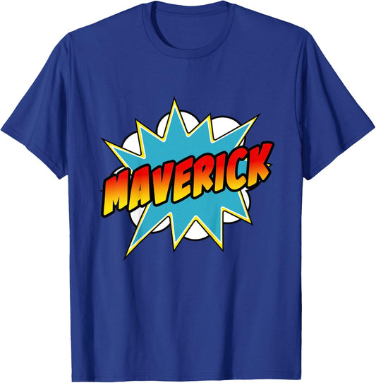Kids Boys Maverick Comic Book Superhero Name T-Shirt - T-Shirt | Royal